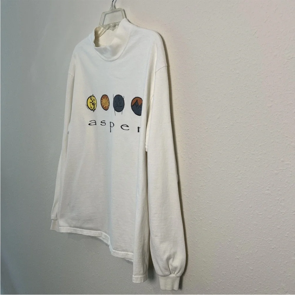VTG 90’s Aspen Colorado Anvil Cotton Deluxe Long Sleeve Men’s Shirt Lg Skiing - Picture 8 of 13